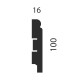 Плинтус под покраску AP76, белый, 100x16x2400 мм, с пазом