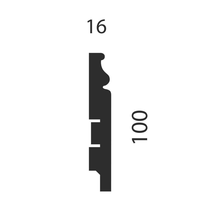 Плинтус под покраску, белый, 100x16x2400 мм, с пазом, AP10