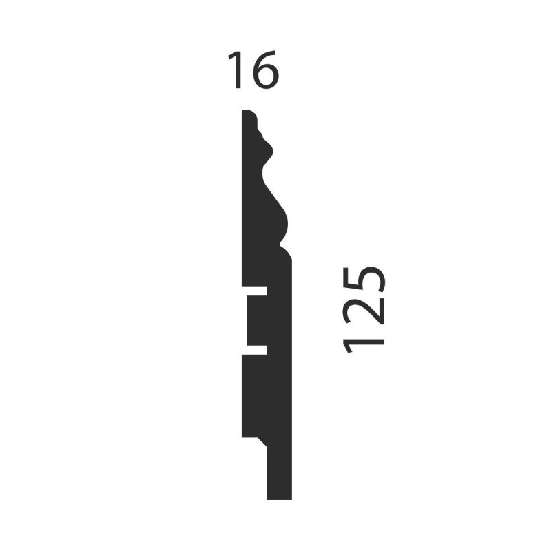 Плинтус под покраску, белый, 125x16x2400 мм, с пазом, AP20