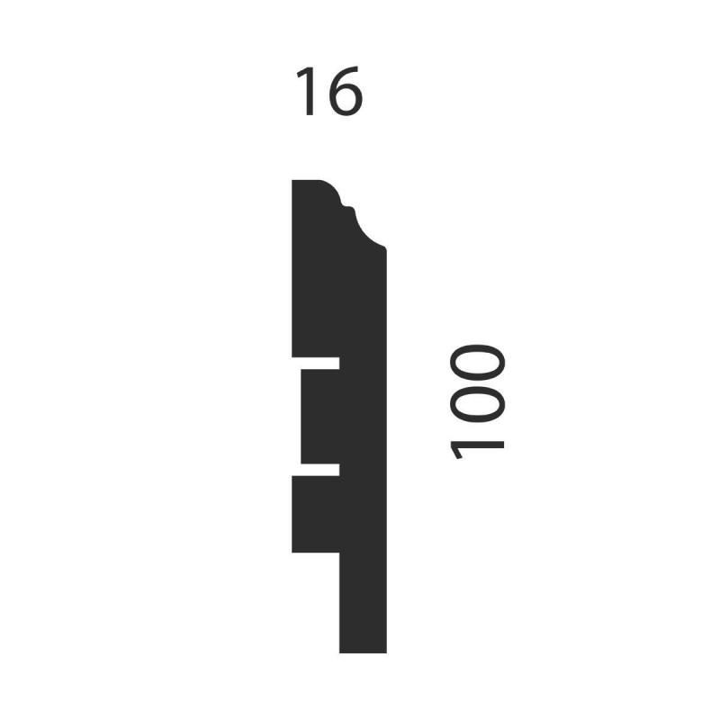Плинтус под покраску AP77, белый, 100x16x2400 мм, с пазом