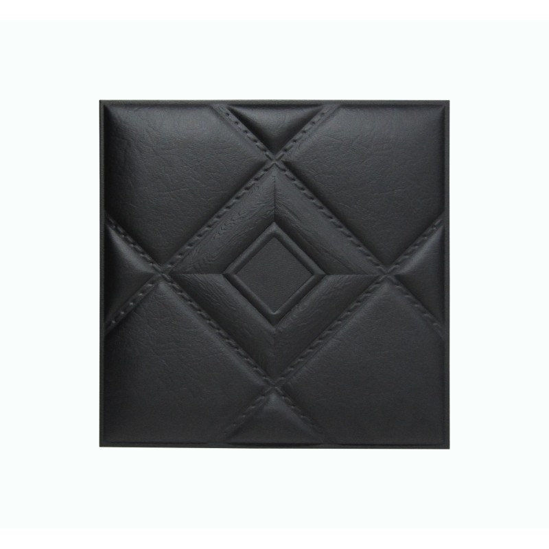 Мягкая стеновая панель из экокожи Luck 400 х 400 мм - Black