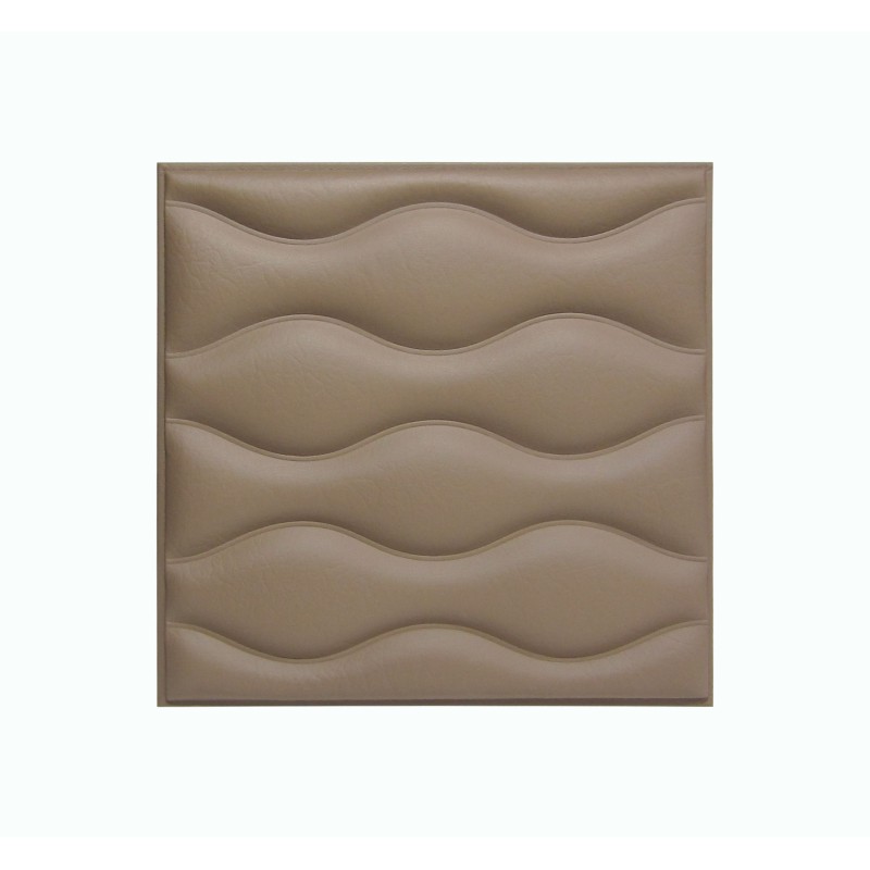 Мягкая стеновая панель из экокожи Wave 400 х 400 мм - Coffee