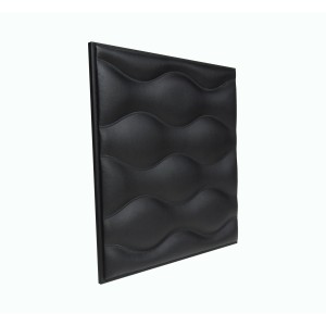 Мягкая стеновая панель из экокожи Wave 400 х 400 мм - Black в Рязани