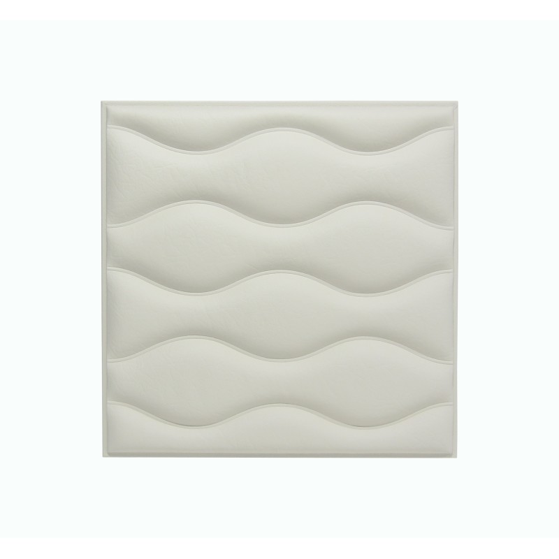 Мягкая стеновая панель из экокожи Wave 400 х 400 мм - Almond