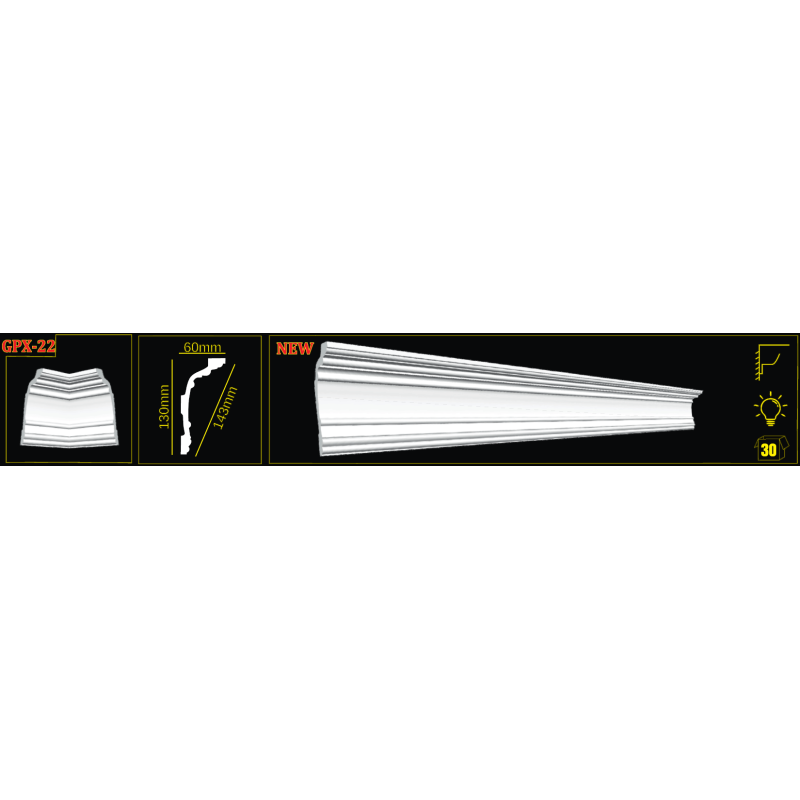 Плинтус потолочный GPX-22