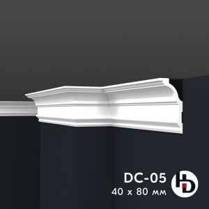 Потолочный плинтус из жесткого XPS ПраймДекор HD DC05 80/40