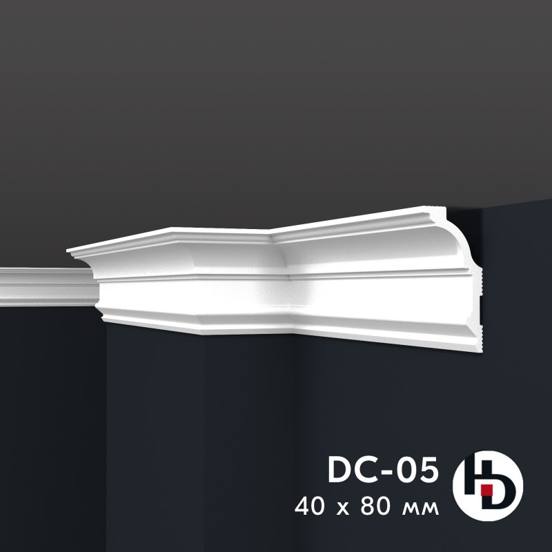 Потолочный плинтус из жесткого XPS ПраймДекор HD DC05 80/40
