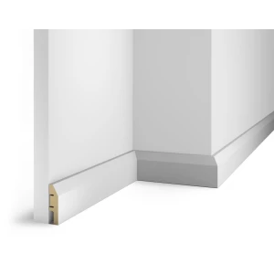 Плинтус под покраску, белый, 60x16x2400 мм, с пазом, AP04